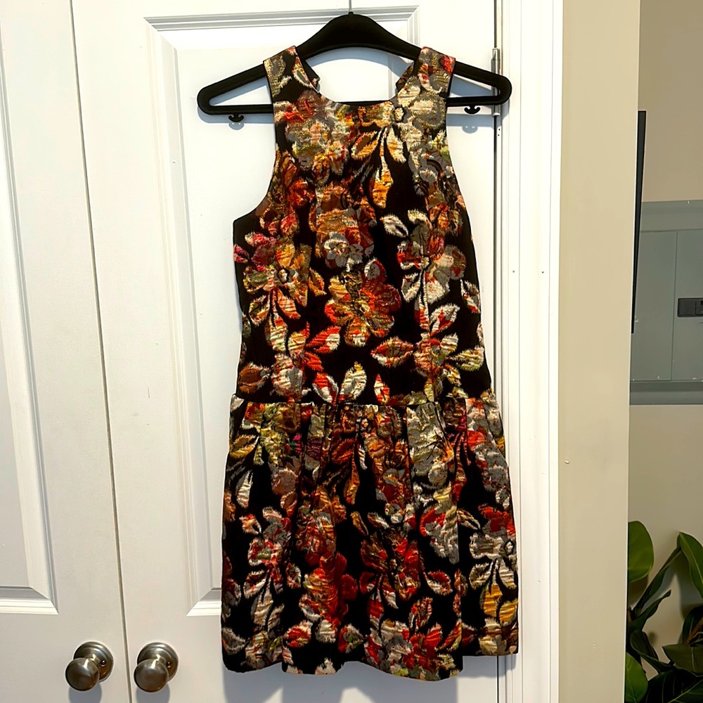 Leifsdottir Floral and Gold Cocktail Dress